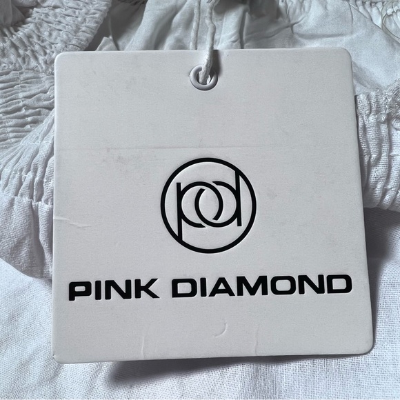 NWT* Pink Diamond White 100% Cotton Tiered Mini Dress Size 8 - Picture 13 of 16